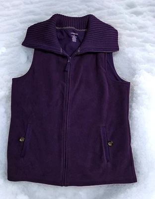 Chaleco polar vintage LANDS' END para mujer-md 10/12-púrpura-tejido cuello alto Foto 1 de 4