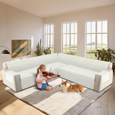 L Shape Couch Cover Sectional Sofa Cover 4 Pcs Corner Sectional Sofa Slipcove... - Image 1 of 4