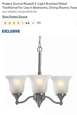 Project Source  3 Light Chandelier In Brushed Nickel 759872 - Image 1 of 2