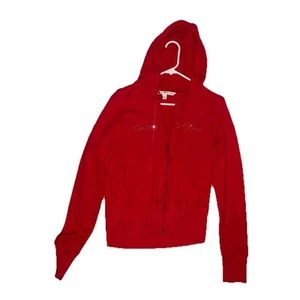 Tommy Hilfiger Damen Hoodie gedeckter roter Reißverschluss Größe L - Bild 1 von 4