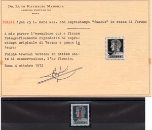 Saggio Lire 25 soprastampa tipo "l" in rosso n. P 25 - MNH - Picture 1 of 1