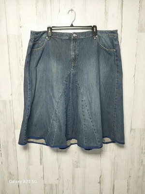 Falda midi de mezclilla elástica de 22 W Talbots para mujer Foto 1 de 4