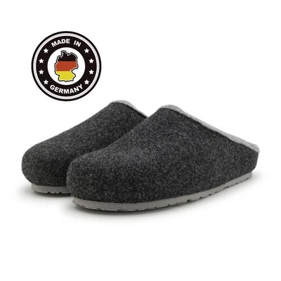 Herren Hausschuhe Fußbett Filzclogs Filzpantoffel Filzlatschen Anthrazit 40-47 - Bild 1 von 4