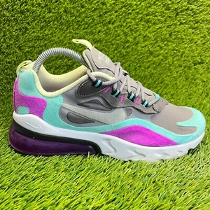 Nike Air Max 270 React Boys Size 6.5Y Gray Blue Athletic Running Shoes Sneakers - Picture 1 of 10