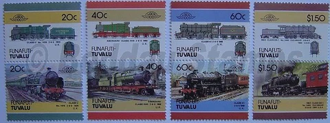 1986 FUNAFUTI Set #4 Train Locomotive Railway Stamps (Leaders of the World) Cover