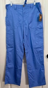 New Carhartt Ceil Blue Ripstop Cargo Scrub Pants Sz Medium Tall Stretch C54108T - Picture 1 of 4