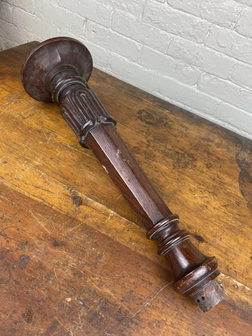 Salvaged Mahogany Pedestal Leg w/ Collar ~ Old Furniture Piece, Repurpose Parts Cover