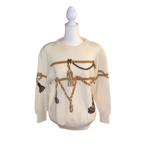 Vintage Mondi Women’s Wool Blend Sweater Size 40 Rope Design Made In Germany - Picture 1 of 6