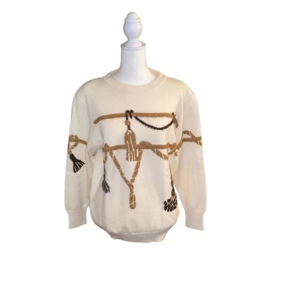 Suéter Mondi Vintage Mujer Mezcla Lana Talla 40 Diseño Cuerda Hecho en Alemania Foto 1 de 4