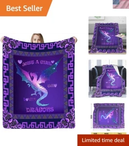 Purple Dragon Flannel Throw - Ultra-Soft 51" x 59" Blanket for Bed, Couch - Picture 1 of 8