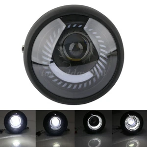 Universal 7W 6.5" Motorcycle Spiral White Round Headlight For Cafe Racer Bobber - Picture 1 of 6