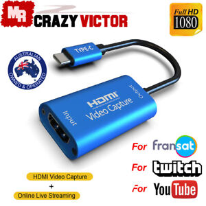 HDMI to USB-C Video Capture Card 4K/1080P 60fps HD Recorder Game Live Streaming