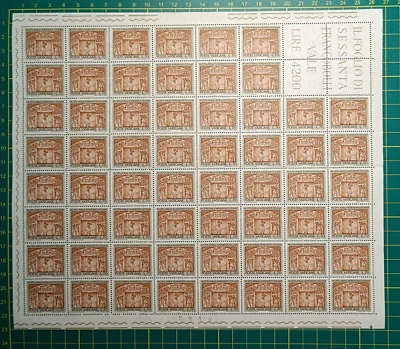 Vatican Stamps 1964,Sheet of 60,Sc A119,ERROR-Sideways Wmk, MNH - Image 1 of 4