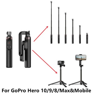 Bluetooth Remote Control Phone Selfie Stick Tripod for Gopro Hero 10 9 8 MAX f - Picture 1 of 18