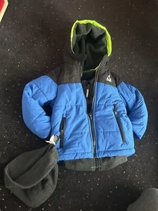 NWT Gerry Blue Snow Winter Puffy Jacket Fleece Inside Hat - Picture 1 of 3