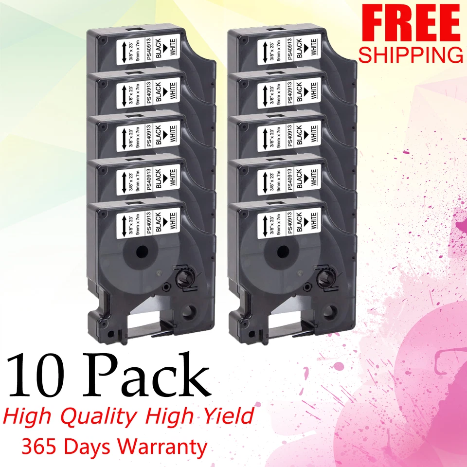 Лента этикеточная совместимая с Dymo 40913 LabelManager 360D/420P 500TS/450D 10 шт. - Изображение 1 из 1