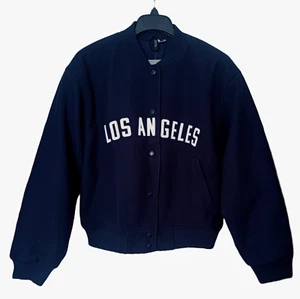 NWT H&M Bomber Jacket With Los Angeles Motif Dark Blue Sizes S, XL - Picture 1 of 4