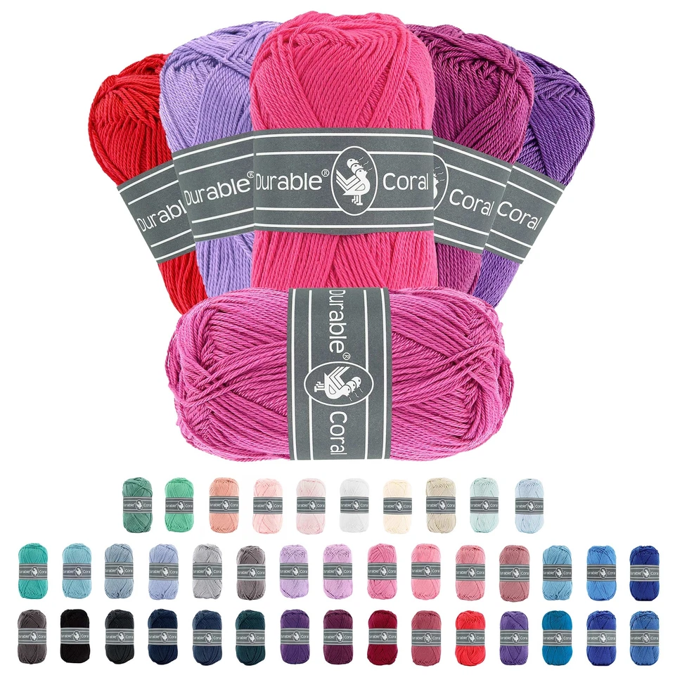10x50g Strickgarn Häkelgarn Durable Coral 90 Farben Baumwollgarn Sommergarn  - Bild 1 von 1