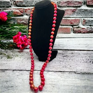 Collana Vintage Rosa Metallizzato Perline Invecchiate Lunghezza 16 7/8 Pollici! - Foto 1 di 9
