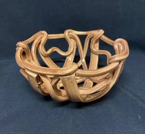 Clay Creations Studiokeramik Obstschale Korb Kunstdekor offen gewebt Karmel/hellbraun - Bild 1 von 7