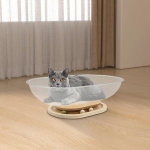 Cat Hammock Bed Pet Round Cot Bed Free-Standing Cat Sleeping Bed with Track Ball - Picture 1 of 20