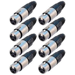 8x Neutrik NC3FX XLR 3-Pin Female Pro Audio Connector Microphone Silver Contacts - Picture 1 of 1