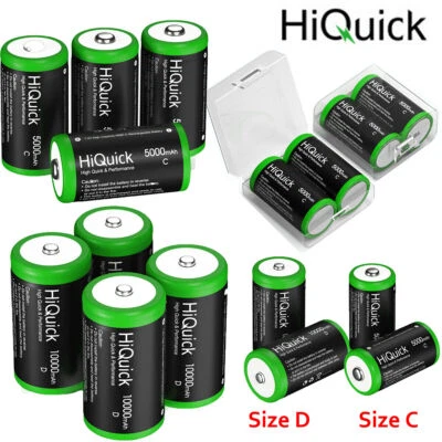 HiQuick NI-MH Wiederaufladbarer 5000/10000mAh  C D Akku Kapazität 1,2 V Batterie - Bild 1 von 4