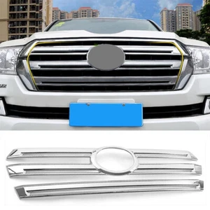 ABS Chrome Front Grille Cover Trim Frame Fit for Toyota Land Cruiser 2016-2021 - Picture 1 of 12