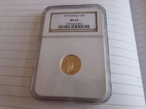 1997,  Eagle , G5$ , One-Tenth Ounce Gold , NGC , MS 69 - Picture 1 of 4