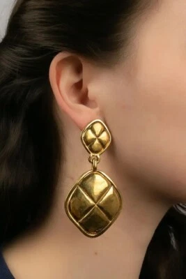 Chanel Quilted Rhombus Earrings Vintage - Image 1 of 4
