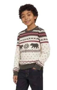 Lands' End Kids Family Holiday Sweater, Cream Size XS 5/6 - Picture 1 of 5