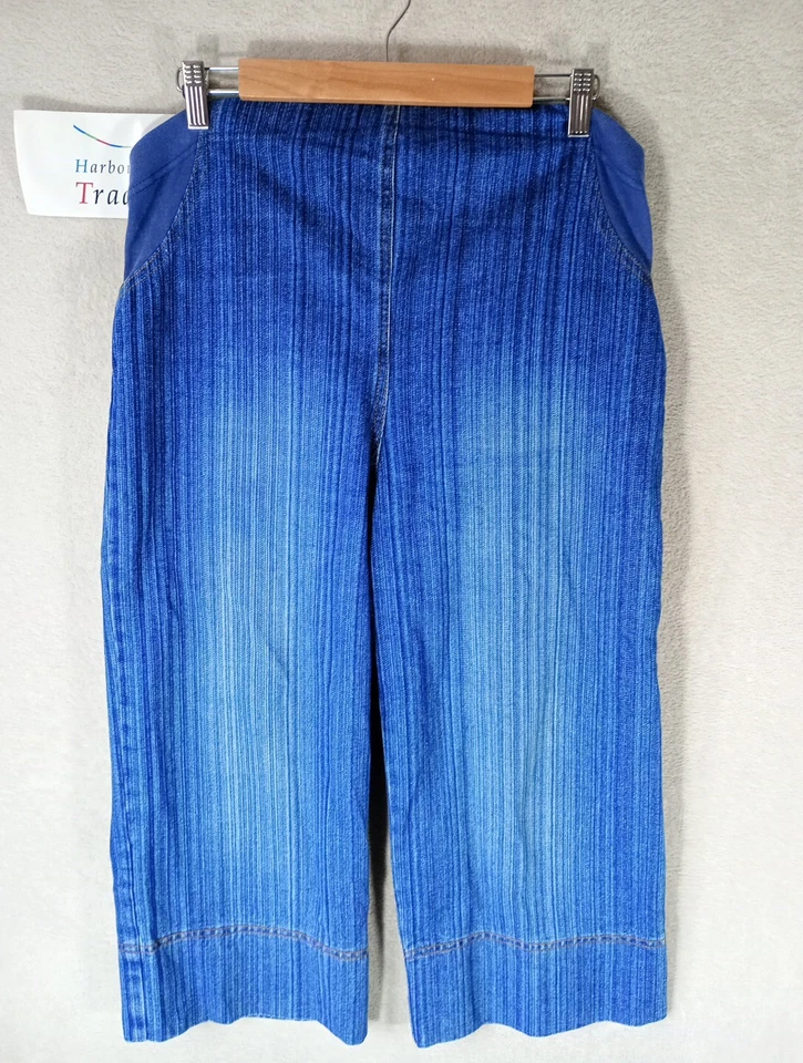 Mothercare Jeans Maternity 12 Blue Denim Y2K Vintage Blue Denim Wide Leg Cropped - image 1 of 4