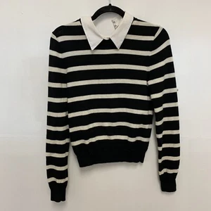 Alice + Olivia Shellen Nock Striped Sweater Black & White Womens Size XS/S - Picture 1 of 4