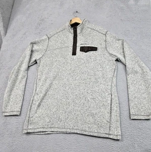 Eddie Bauer Pullover Herren Extra Large Tall grau 1/4 Druckknopf Pulli Fleece Tasche - Bild 1 von 19