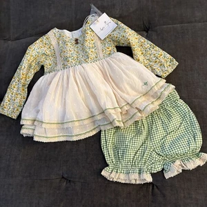 NUEVO Love And Grow Talla 18M 18 Meses Amarillo Floral Otoño Esmeril Vestido Conjunto Florers - Imagen 1 de 8
