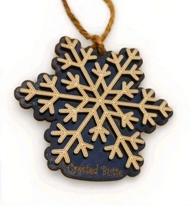 Crested Butte Snowflake Wooden Christmas Ornament - Picture 1 of 3