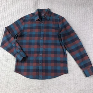 UNTUCKit Shirt Mens Medium Blue Red Plaid Alezio Wrinkle Free Flannel Cotton - Picture 1 of 23