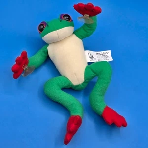 Vtg 1997 24k Green Tree Frog Plush Stuffed Toy Frog Culture Suction Cups Car 90s - Picture 1 of 8