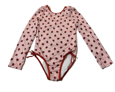 Traje de baño Harper Canyon Rashguard rosa fresa talla 7 niña niños Foto 1 de 3