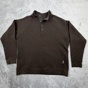 Eddie Bauer Herren Stepppullover Druckknopf braun Rautenstich Fleece Large - Bild 1 von 9