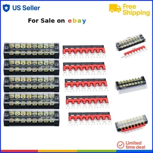 Terminal Block Barrier Strip 5Pack Copper Plastic Dual Row 600V 25A Electric - Picture 1 of 7