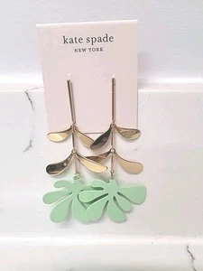 KATE SPADE NY "LINEAR BOTANICAL GARDEN" EARRINGS GREEN-MINT NWT $98 - Picture 1 of 8