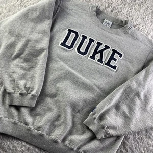 Duke Blue Devils Sweatshirt Mens Small Gray Blue White Crew Neck Stitch USA Made - Picture 1 of 9