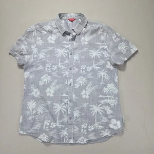 Guess Short Sleeve Button Up Tropical Palm Tree Hibiscus Print Shirt  Men's L - Picture 1 of 8