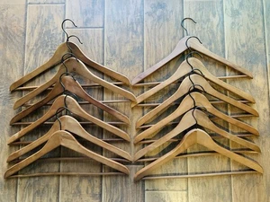 Modern Dark Brown Wooden Clothing Closet Rack Hangers w Black Metal Hook 12 - Picture 1 of 4