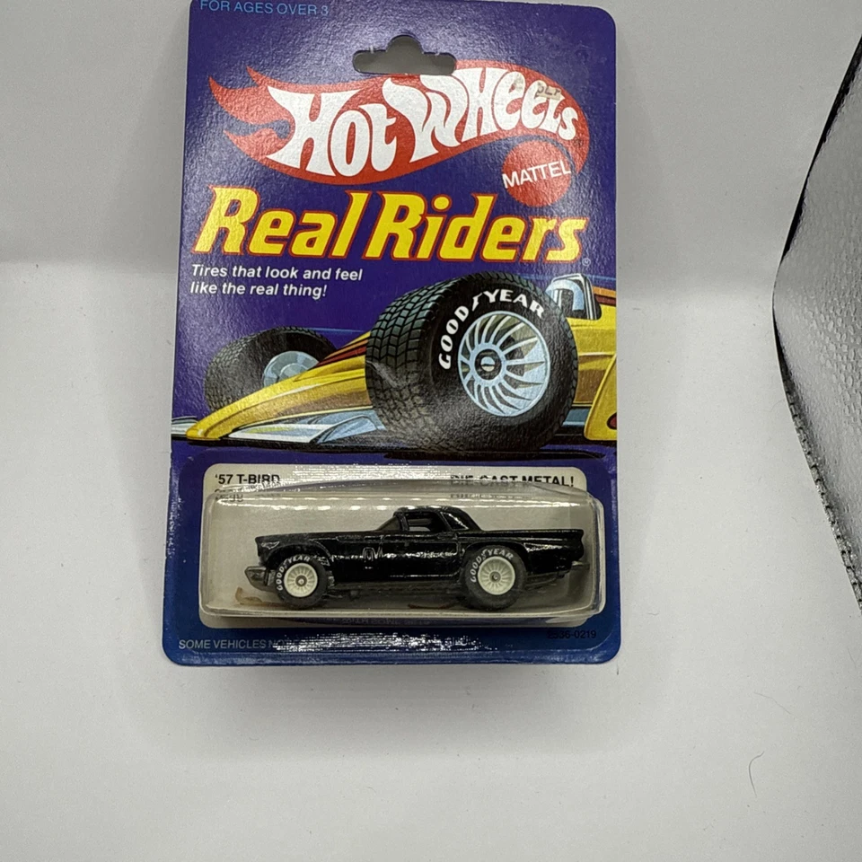 HOT WHEELS - REAL RIDERS - '57 T-BIRD - BLACK White Hubs  rare  - Image 1 of 4