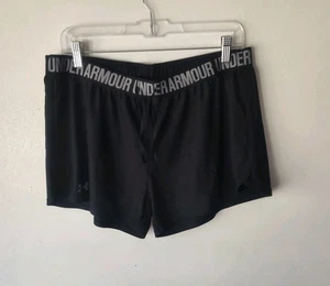 Under Armour Women's Heatgear Shorts Black Loose Fit Size Large L Tie Waist Logo - Picture 1 of 9