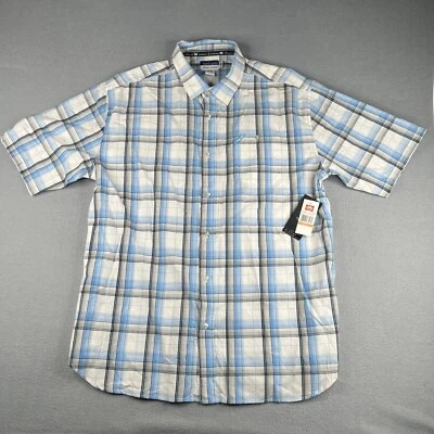 Ecko Unltd Shirt 3XL Light Blue White Plaid Classic Button Up Short Sleeve New - Image 1 of 4