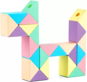 Magic Snake Cube Twist Puzzle Toy, 24 Segments Pastel Colors 3D Brain Teaser for - Picture 1 of 12