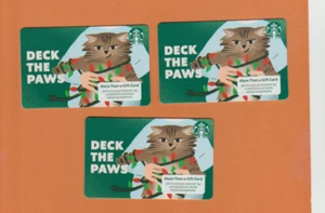 3 STARBUCKS 2024 "MAZZO LE ZAMPE" Biglietto regalo gatto di Natale no$ - Foto 1 di 1